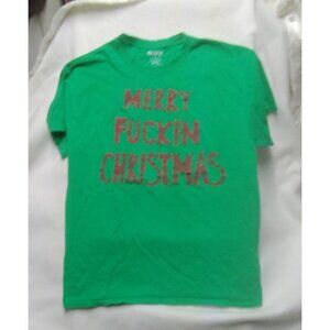 Merry Fuckin Christmas Gildan T-Shirt Size L Green